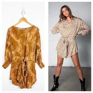 Stillwater Don't Look Back Mini Dress Medium Animal Print Long Sleeve Aline